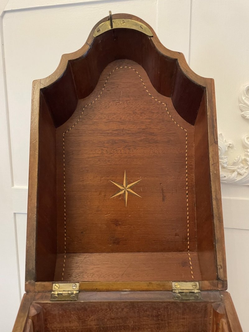 Antique George III Quality Mahogany Inlaid Post Box - Image 11